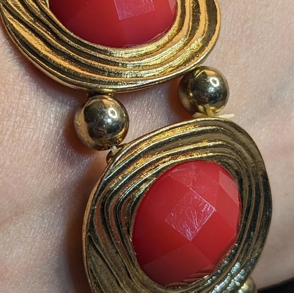 Vintage Gold‎ Tone Jeweled Stretch Bracelet